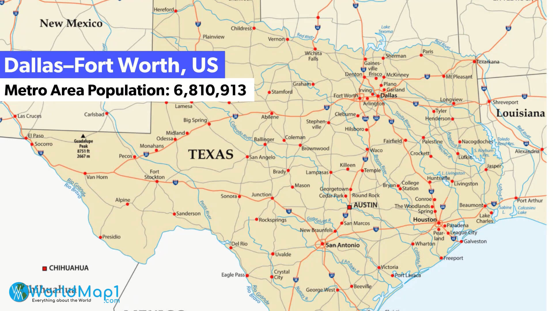 Dallas Forth Worth Map and Population